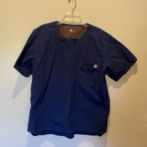 Carhartt Scrub Top Men's Size L Blue Short‎ Sleeve Pockets Pullover